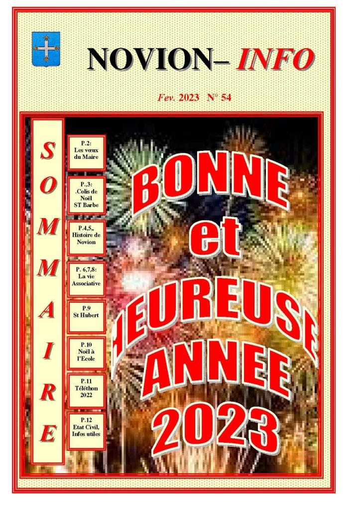 Retrouvez l'actualité de Novion-Porcien sur son bulletin de février 2023.